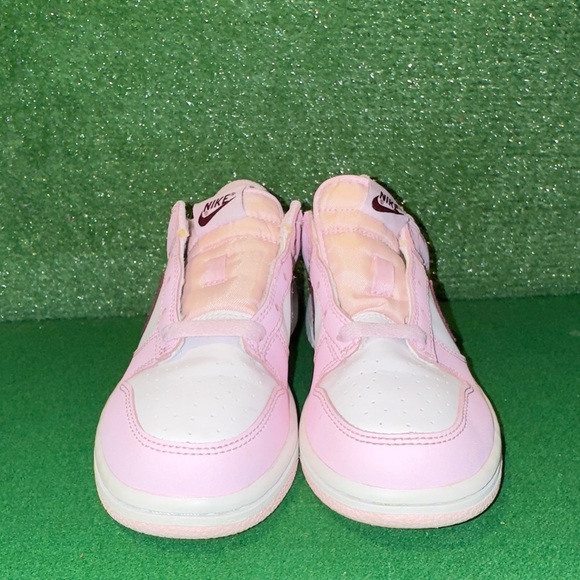 Nike Dunk Low Pink Red White CW1588-601 Preschool Girls Sneakers Size 2Y - Picture 2 of 6